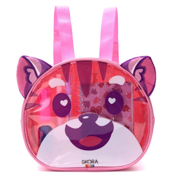 Mochila con Set libreria incluye cuaderno Kawaii momo 21X8X19cm x1u.