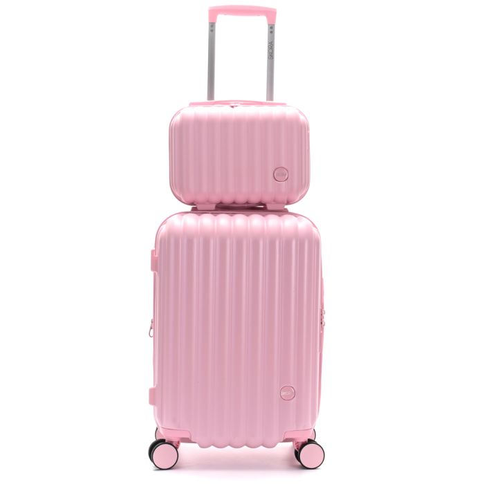 Set Valijas Skora BS AS Hard ABS Rosa 20 y Beauty Case .doble rueda fija. expandible y cerradura