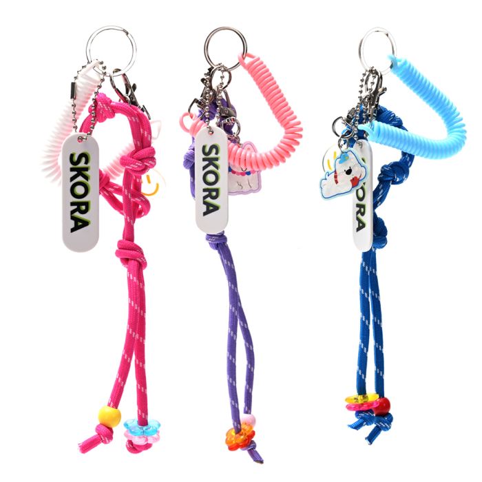 Llavero bag charm resorte y nudos 26cm x1u.