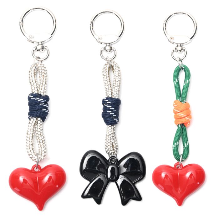 Llavero bag charm soga y corazon 16cm x1u.