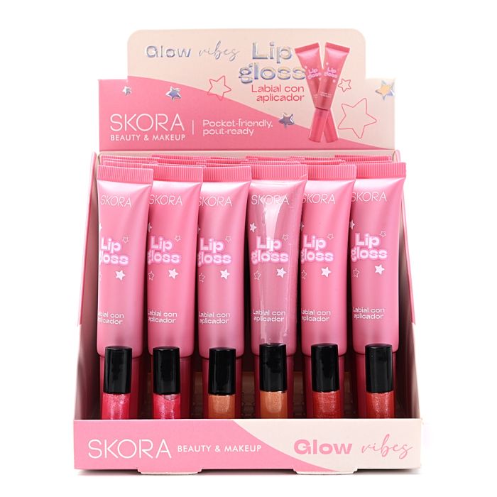 Brillo labial con aplicador en pomo x24u