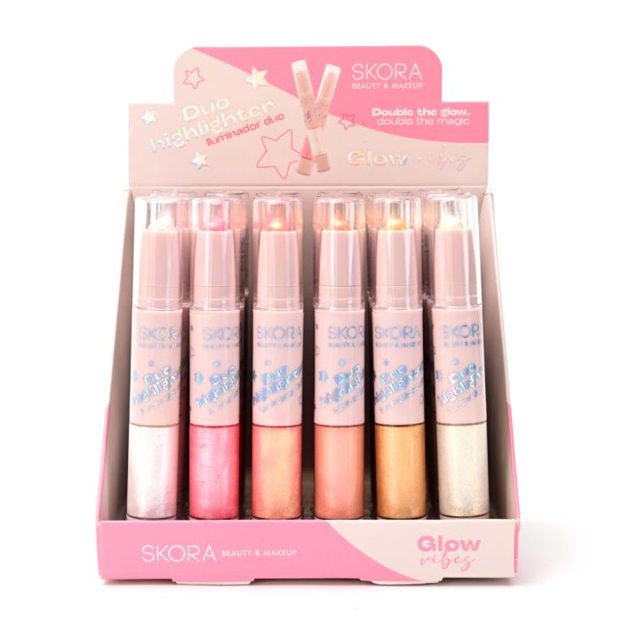 Iluminador en crayon y brillo labial x24u