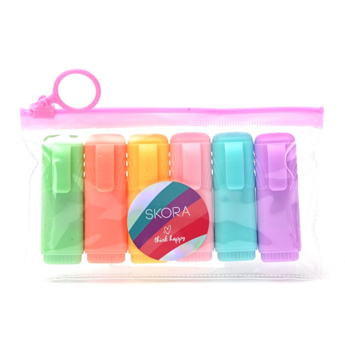 Set de resaltadores en bolsa transparente x6 u..
