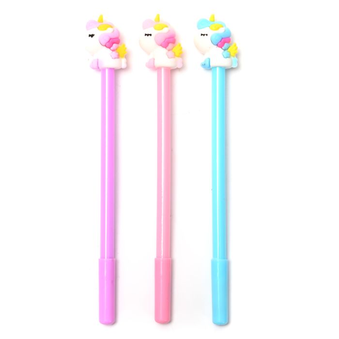 Lapicera unicornios varios colores tinta azul x48 u.
