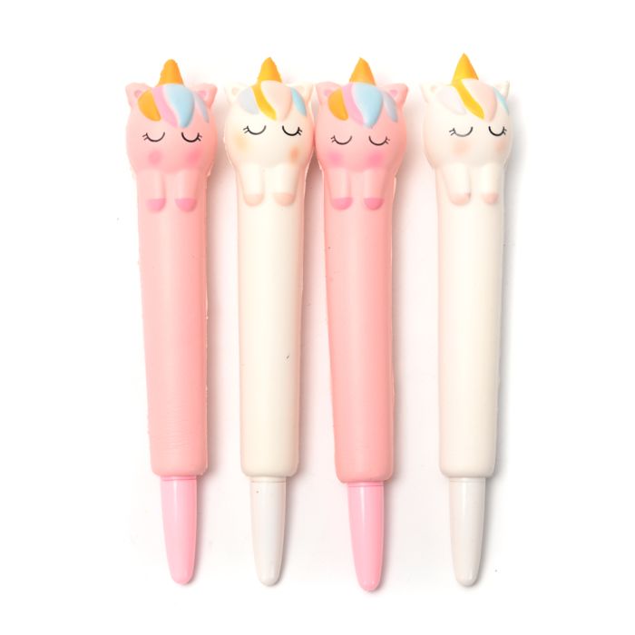 Lapicera tubular unicornio varios colores tinta azul x24 u.