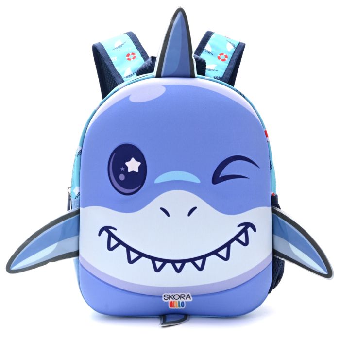 Mochila Kawaii termoformada tirburon 22x30x10cm 12 Pulg. x1u.