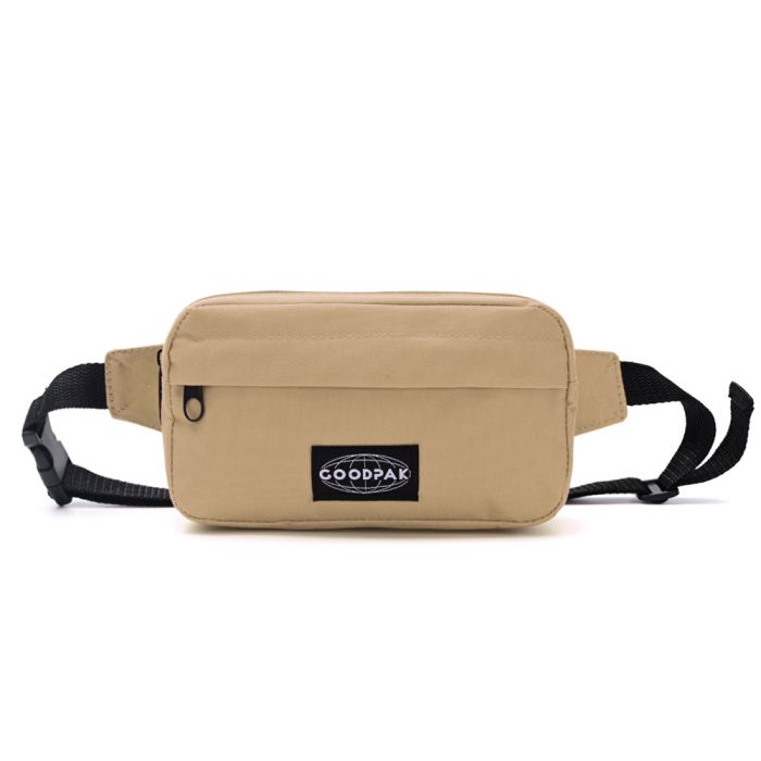 Riñonera Goodpak ovalada bolsillo delantero kaki 12.5x21x6.5 cm; x1u