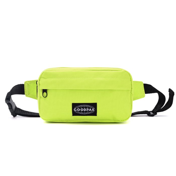 Riñonera Goodpak ovalada bolsillo delantero lima 12.5x21x6.5 cm x1u.