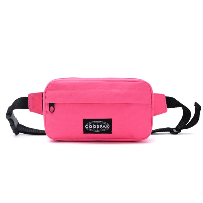 Riñonera Goodpak ovalada bolsillo delantero fucsia 12.5x21x6.5 cm x1u.