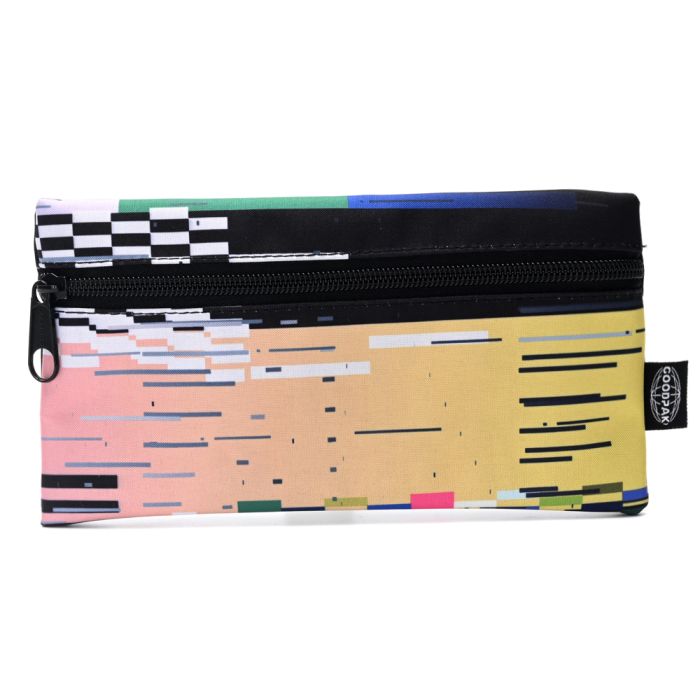 Cartuchera Goodpak print Glitch amarillo 22x11.5 cm x1u.