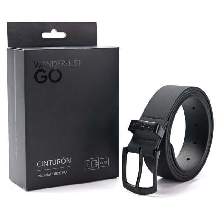 Cinturon engomado pase 33 herrajes negro con logo. Incluye caja - x1u