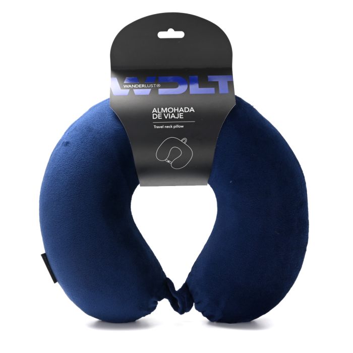 Almohadita de viaje Memory Foam Azul Oscuro plegable Wanderlust 33x28cm - x1u