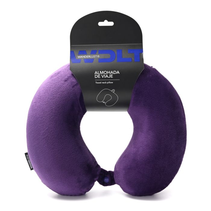 Almohadita de viaje Memory Foam Violeta plegable Wanderlust 33x28cm - x1u