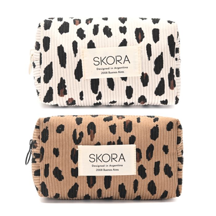Portacosmetico corderoy animal print 20x11cm x1u
