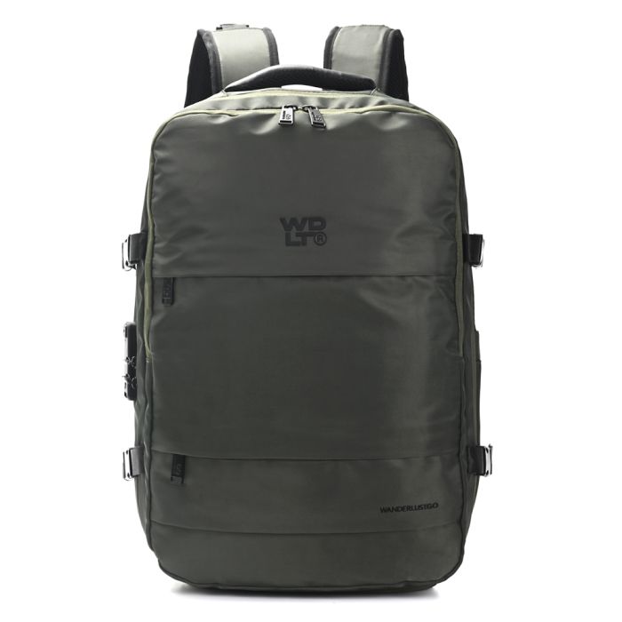 Mochila Travel Go Army 18 pulg portanotebook multiples compartimentos zapatero expandible cerradur