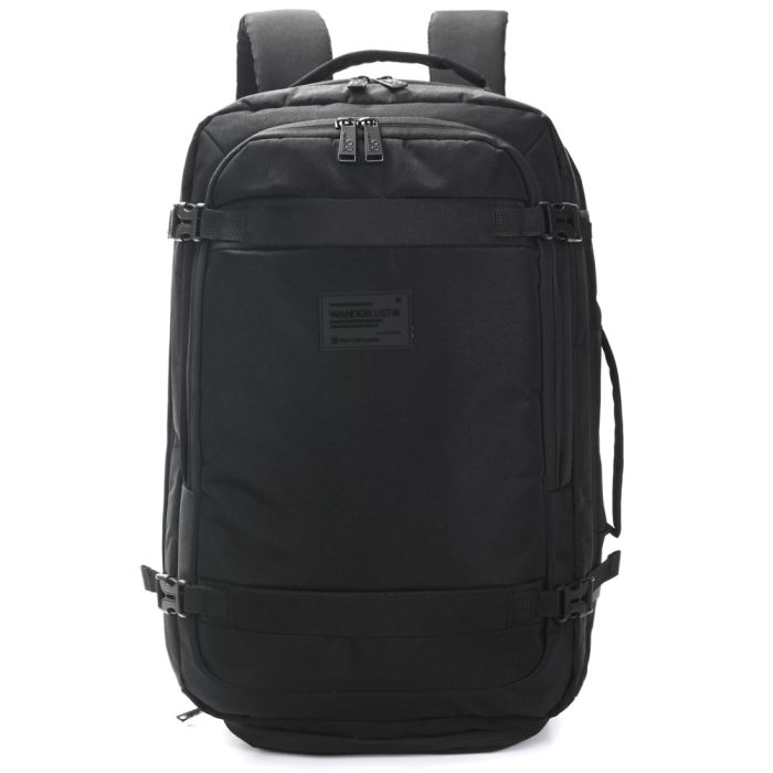 Mochila Travel Go Wanderlust Negra 18 pulg compartimento acolchado portanotebook.expandible. bolsi