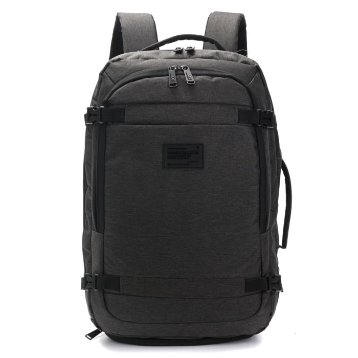 Mochila Travel Go Wanderlust Gris Oscuro 18 pulg compartimento acolchado portanotebook.expandible.