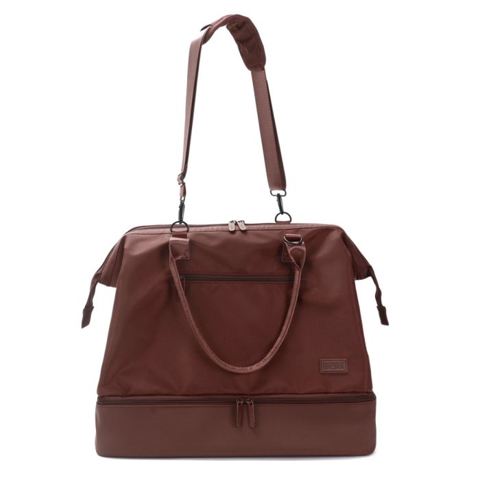 Bolso Weekender Skora Bs As Chocolate 16 pulg con compartimento acolchado portaipad, bolsillo con
