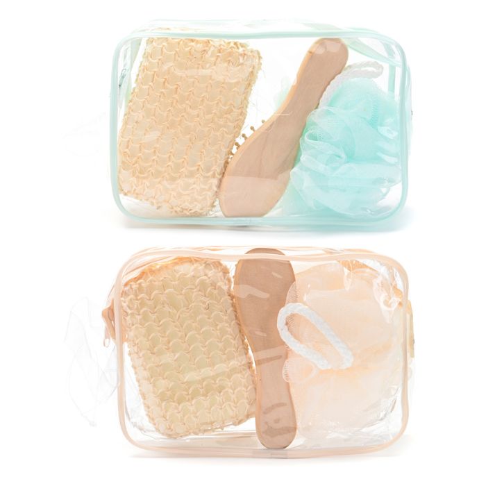 Set de viaje de ducha neceser esponja de baño cepillo esponja exfoliante x3u