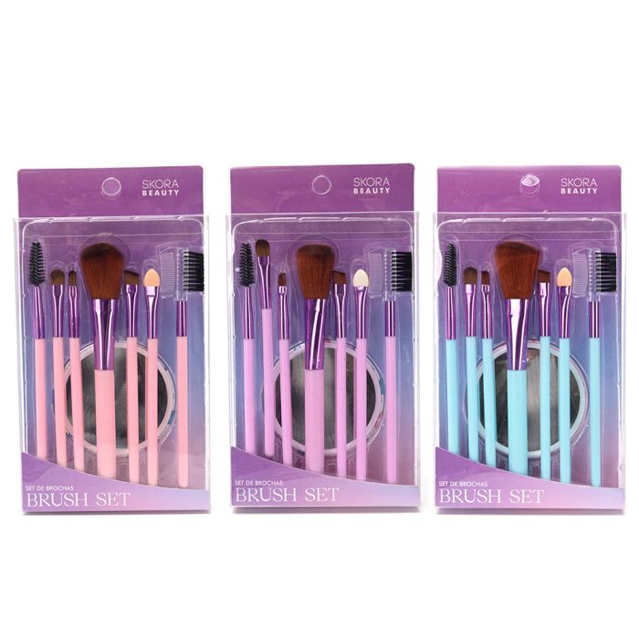 Set brochas de maquillaje y espejo x8u