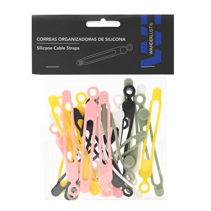 Set de 20 correas de silicona organizadoras cables Wanderlust 10.6x1.1cm - x1u