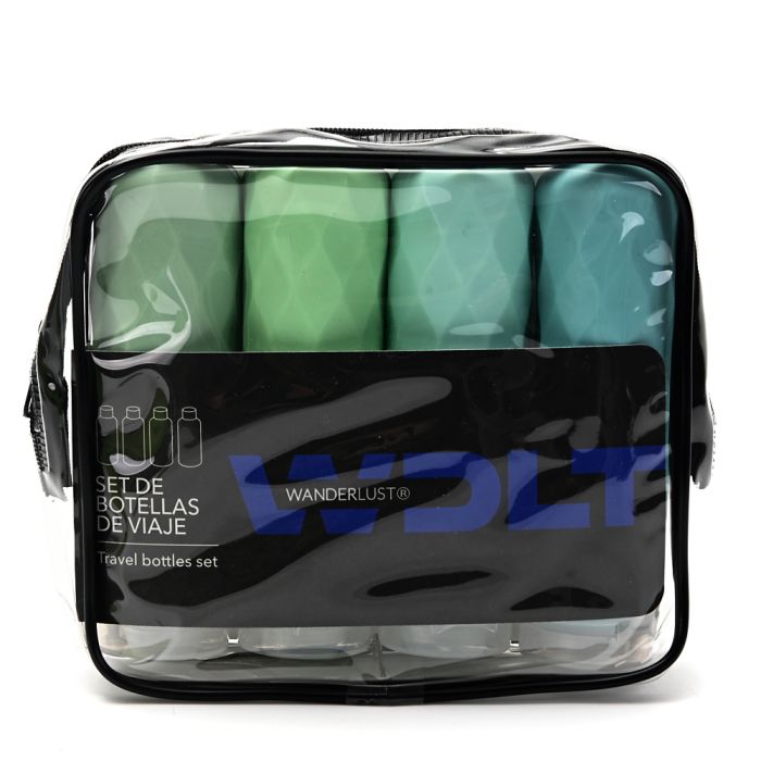 Set Envases Para Rellenar Viaje x 4 Unidades de 90 ml de silicona Wanderlust - x1u