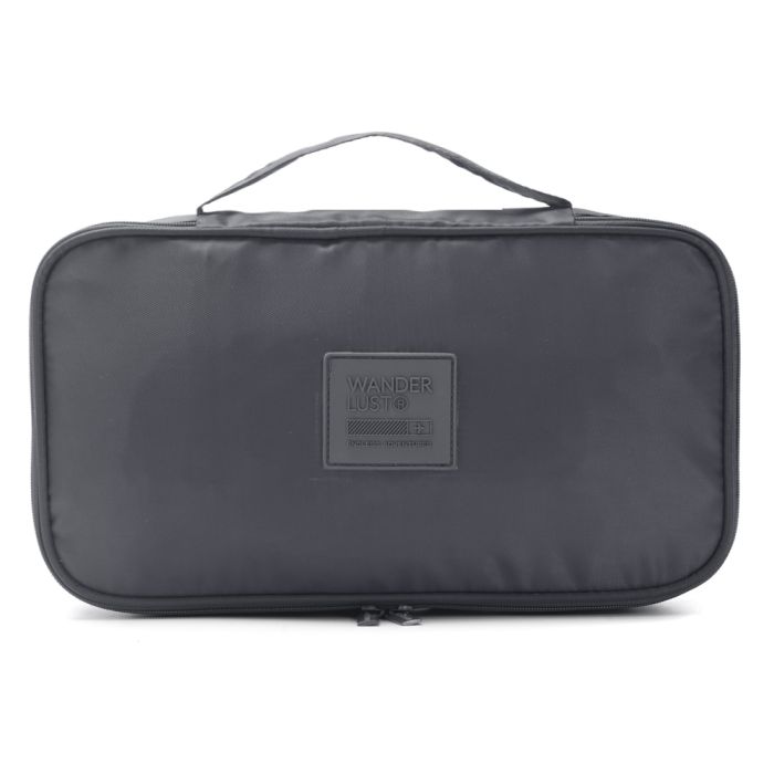 Organizador Wanderlust Gris oscuro con varios compartimentos con cierre 26x14x8.5cm - x1u