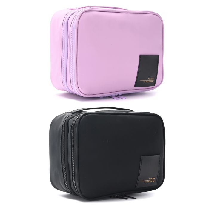 Portacosmetico doble cierre con organizador interno 23x17x11cm x1u