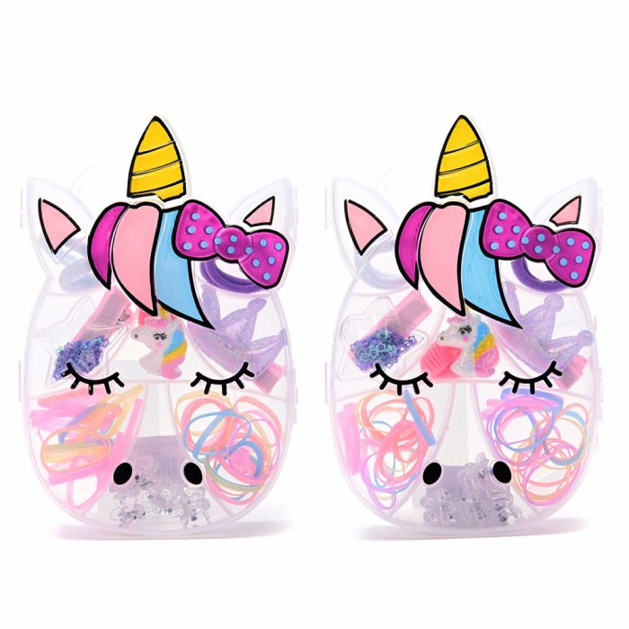 Caja forma unicornio con accesorios para el pelo x1u