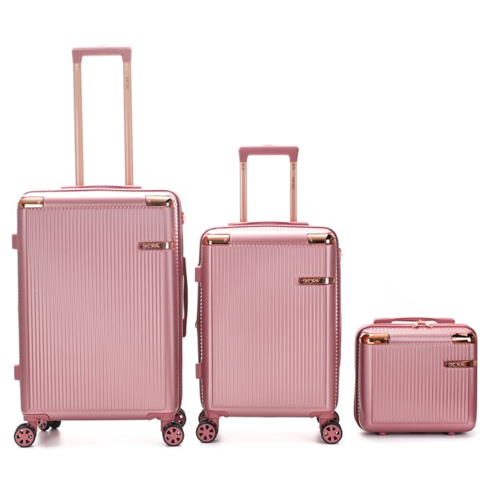 Set valijas 24, 20 pulg y Beauty SKR ABS Rose,4 ruedas dobles, con expansion y cerradura de combin