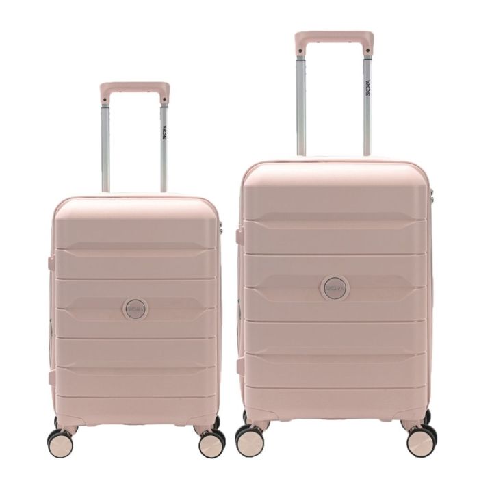 Set valijas 24 y 20 pulg SKR PP Rosa Palido ,4 ruedas dobles , con expansion y cerradura de combin