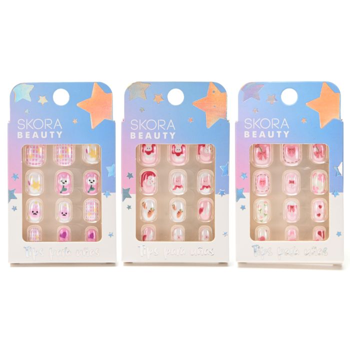 Set uñas postizas infantiles x3 x12u