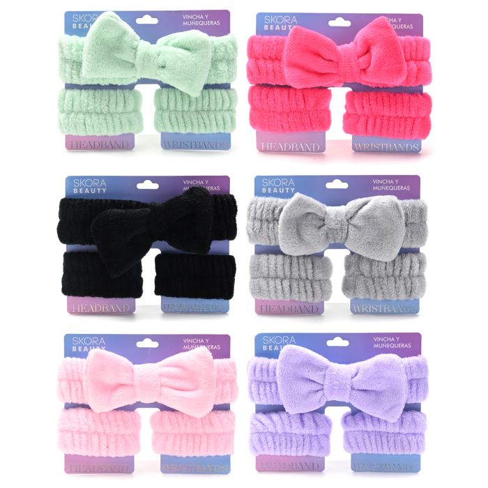 Set skincare vincha y muñequeras x3u