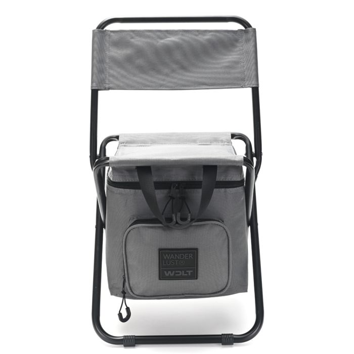 Banco plegable WDLT con tiras de bolso. Respaldo y conservadora incorporada ABIERTO 31x29x 60cm PL