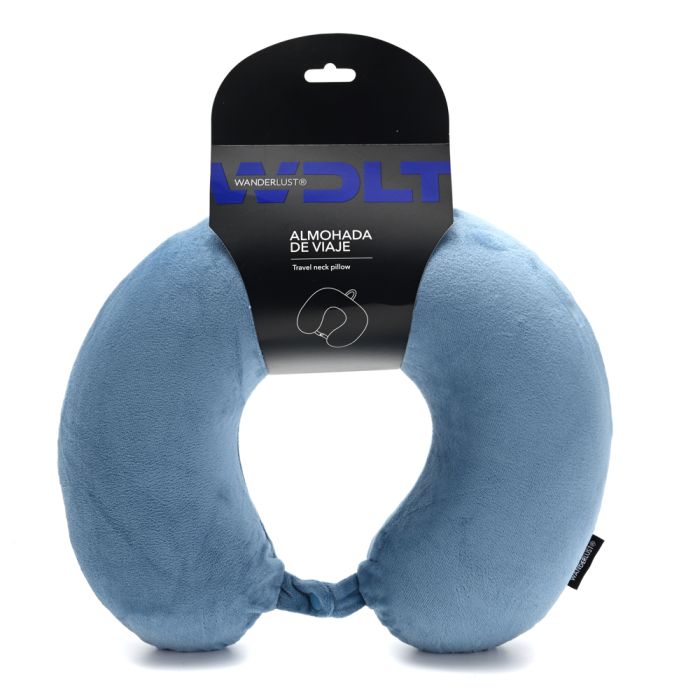 Almohadita de viaje Memory Foam Ice Blue plegable Wanderlust 33x28cm x1u