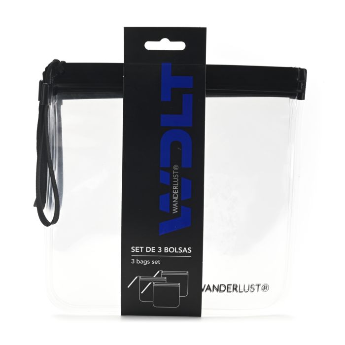 Set de 3 bolsas de PEVA con cierre hermetico Wanderlust 20x20cm x3u / Precio x Set / Surtido mínim