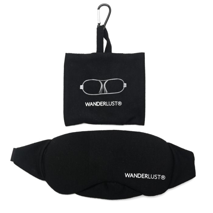 Antifaz para dormir preformado plegable con bolsa de guardado Wanderlust 23x8,5cm, plegado 10,x 8,5