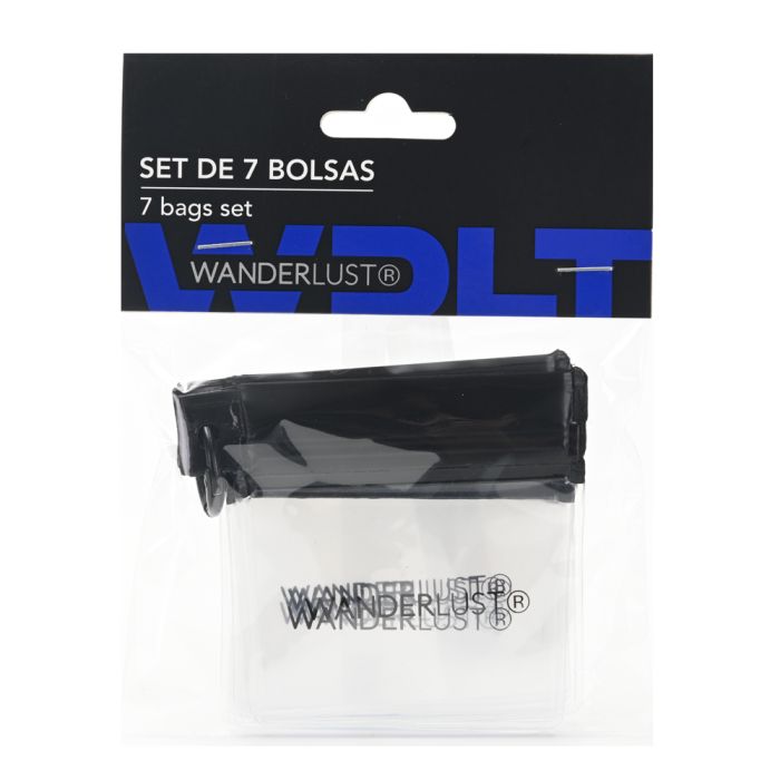 Set de 7 bolsas de PEVA con cierre hermetico y mosqueton Wanderlust 8x8cm x7u