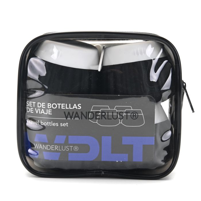 Set Envases Para Rellenar Viaje de silicona de 40ml Wanderlust con bolsa de PVC x4u