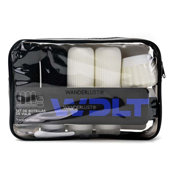 Set Envases Para Rellenar Viaje de silicona de 40ml x 2 y 90ml x 4 Wanderlust con bolsa de PVC x6u