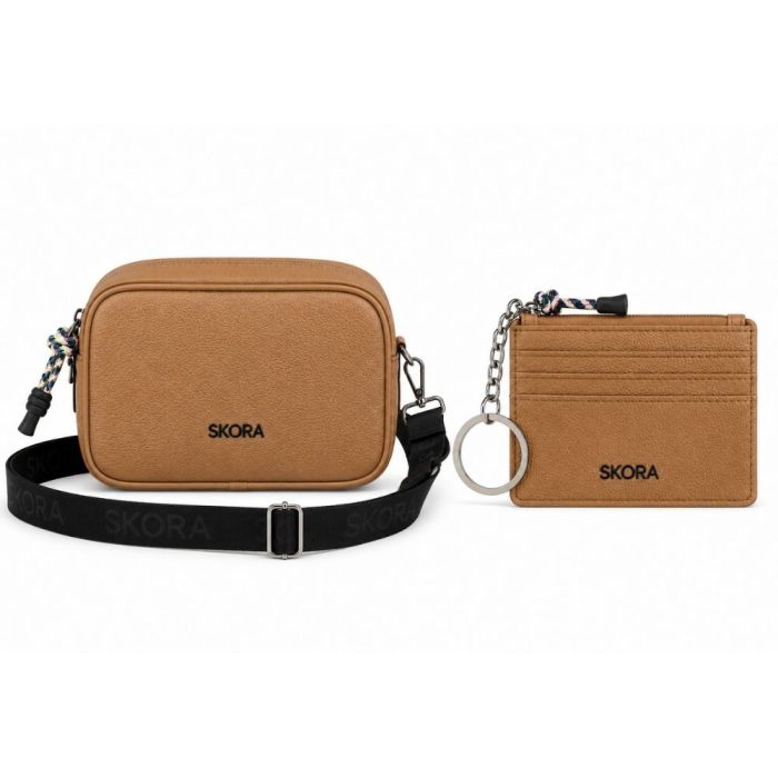 Set en caja SKR bandolera 21x14x7cm y llavero tarjetero x1u